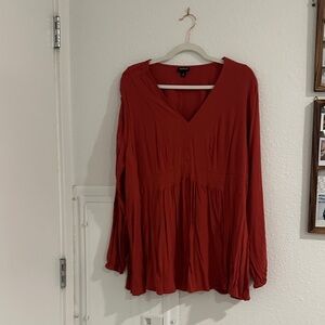 Torrid Elegant Red Long Sleeve Blouse